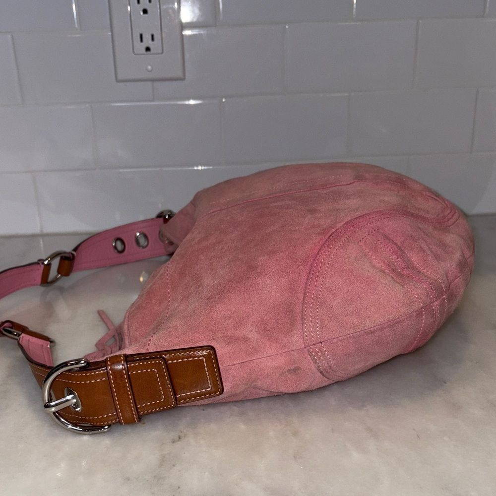 COACH Bag Purse Handbag Soho Y2K Vintage Legacy Suede Leather Pink Hobo Shoulder - Picture 11 of 17